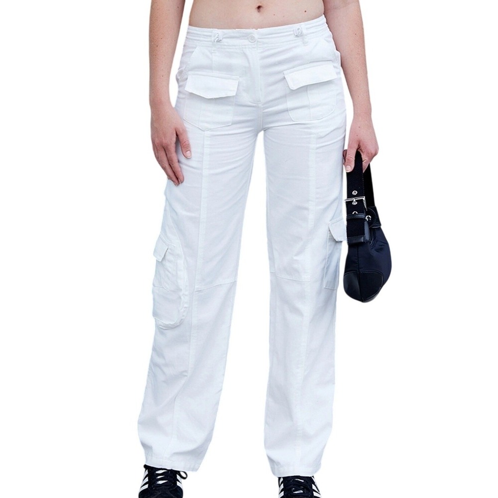 Brandy‎ Melville White Cargo Pocket Utility Pants Straight Leg 28/30 Y2K